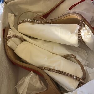 Christian Louboutin Tan Studded Heels